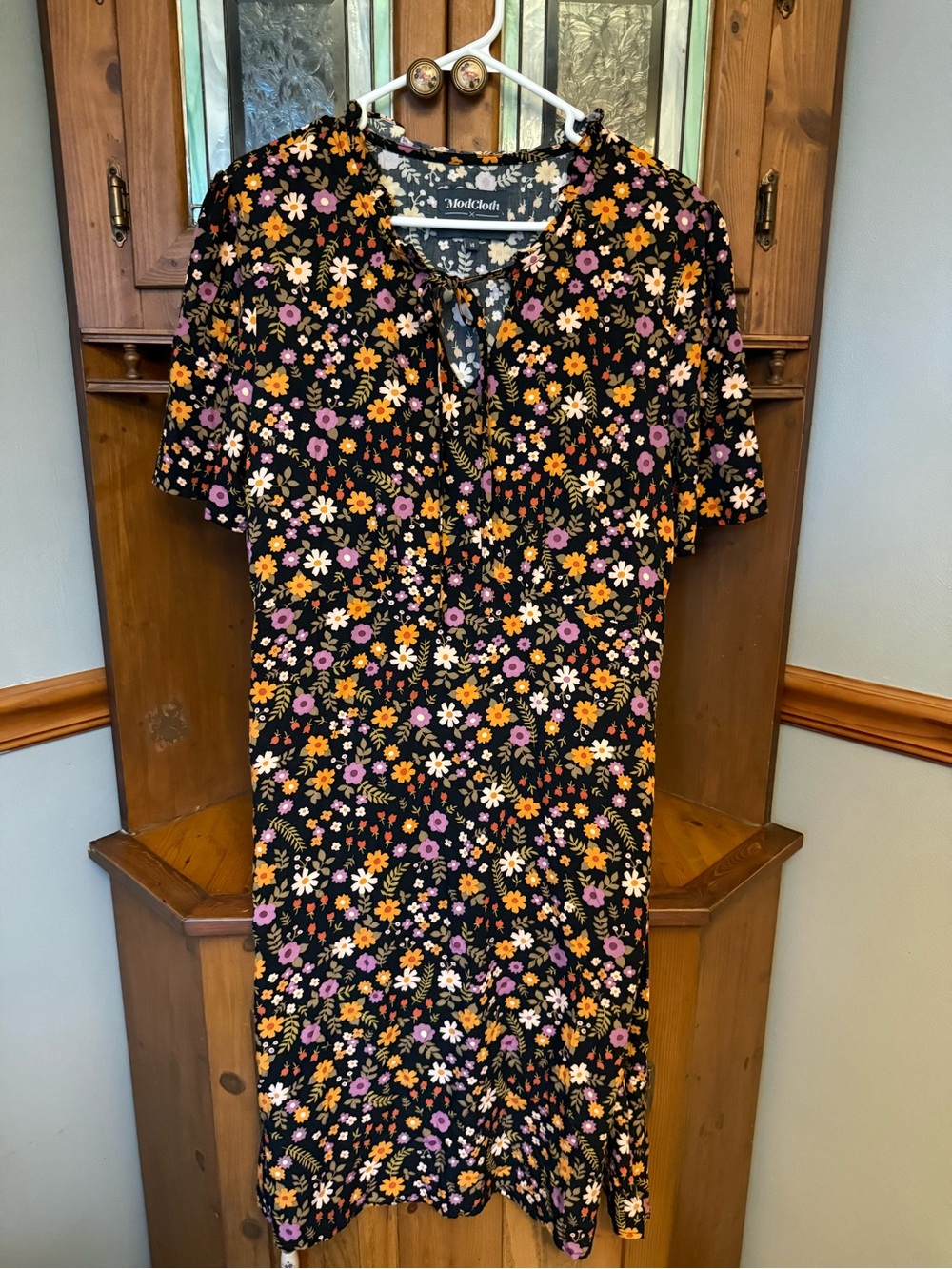 ModCloth x Princess Highway Black Floral [Midi/Mini] Dress Size 14